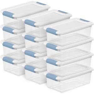 Sterilite 6-Pack Latching Box, Under Bed Storage Bins with Lids, Clear Plastic, 32 Quart – Heavy-Duty Organizing Containers for Closet, Bathroom, and Office(6 Quart)