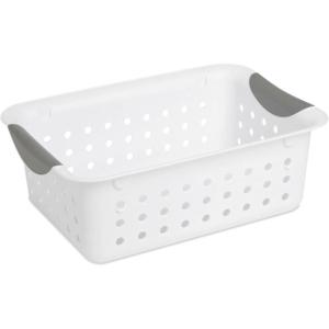 Sterilite 6-Pack Medium Ultra Basket, Open Top Plastic Storage Organizer, White – Classic Baskets for Organizing Countertops, Pantry Shelves, Kitchen Cabinets, Laundry Rooms or Home Offices(24 Pack)