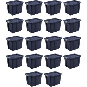 Sterilite 6-Pack Multipurpose Storage Bins with Latching Lids, Heavy Duty Tote Bins, 18 Gallon, Flat Gray – Stackable Plastic Storage Container Tubs(Dark Ingigo)