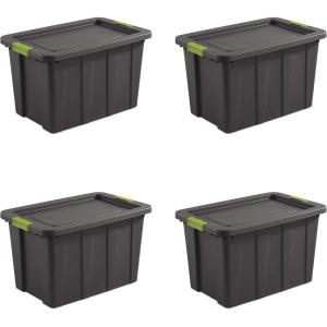 Sterilite 6-Pack Multipurpose Storage Bins with Latching Lids, Heavy Duty Tote Bins, 18 Gallon, Flat Gray – Stackable Plastic Storage Container Tubs(Flat Grey)