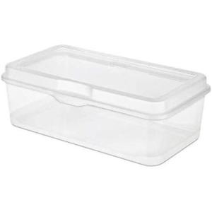 Sterilite 6-Pack Rectangular Large FlipTop, Clear Plastic Storage Box with Hinged Lid – Stackable Multipurpose Organizer for Art and Craft Supplies, Accessories, Photos & CDs, Home or Office Use(1.7 Cubic Feet)