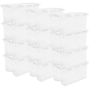 Sterilite 6-Pack Stackable Storage Bin with Lid, Clear Plastic Design, 48 Quart(12 Pack)