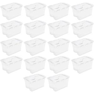 Sterilite 6-Pack Stackable Storage Bin with Lid, Clear Plastic Design, 48 Quart(18 Pack)