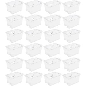 Sterilite 6-Pack Stackable Storage Bin with Lid, Clear Plastic Design, 48 Quart(24 Pack)