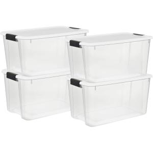 Sterilite 6-Pack Ultra Latching Box, Storage Bins with Lids, Clear Plastic, 18 Quart – Heavy-Duty Organizing Containers for Closet, Bathroom, and Office(70 Quart)