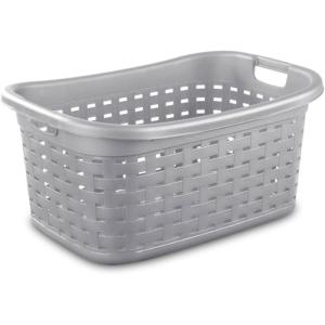 Sterilite 6-Pack Weave Laundry Basket, Rectangle Plastic Clothes Hamper w/ Handles, Gray(18 Pack)