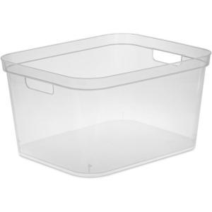 Sterilite 8.25×12.25×15 Inch Modern Polished Storage Bin w/Comfortable Carry Through Handles & Banded Rim for Household Organization, Clear (6 Pack)(24 Pack)