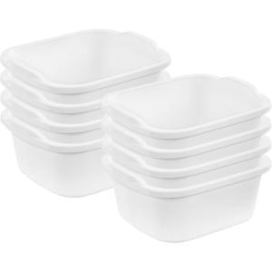 Sterilite Convenient Extra Large Multi-Functional Home 12-Quart Standard Sink Dish Washing Storage Pan, Red (8 Pack)(White)