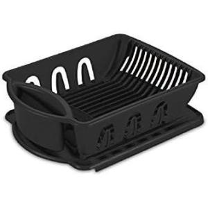 Sterilite Large 2 Piece Sink Set, with Drainboard for Drying, Holds Clean Dishes in the Kitchen such as Plates, Cups, and Silverware, White, 6-Pack(Black)