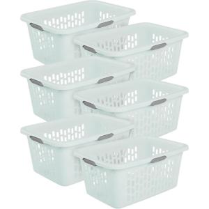 Sterilite Laundry Basket, Plastic Clothes Hamper, Large Square Bin with Comfort Grip Handles and Reinforced Rim, 1.5 Bushel Capacity, Mint, 6 Pack(2.0 Bushel – Mint)