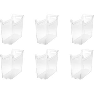 Sterilite Narrow Shelf Bin with Handles, Plastic Storage Container for Organizing Shelving, Closet, Pantry, and Countertops, Clear, 6-Pack(Narrow)