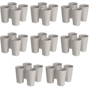 Sterilite Set of Four 20 Oz Tumblers, Reusable Plastic Cups For Drinking Water or Juice, Freezer and Dishwasher Safe, Blue, 8-Pack(Grey Pumice)