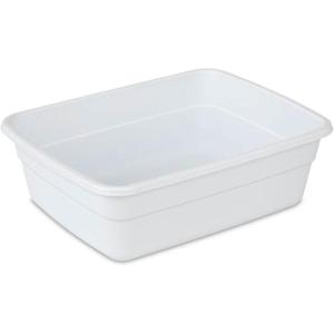 Sterilite Small Portable Rectangle Plastic Heavy Duty Reinforced Plastic 8 Qt Kitchen Dish Pan Basin Container for Dishware & Laundry, White (12 Pack)