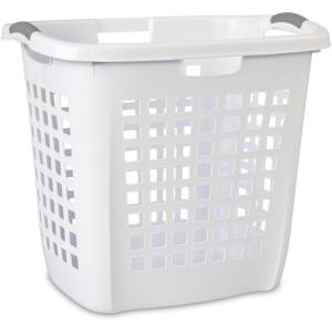 Sterilite Ultra Easy Carry Laundry Hamper, Comfort Handles to Easily Carry Clothes Between the Bedroom and Laundry Room, Plastic, White, 4-Pack(White)
