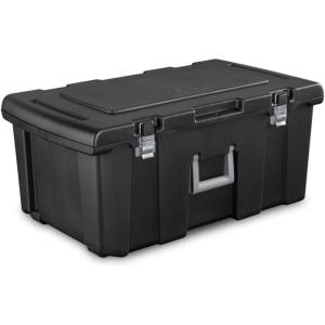 Sterilite Wheeled Footlocker, Lockable Plastic Utility Storage Container, Black(Black)