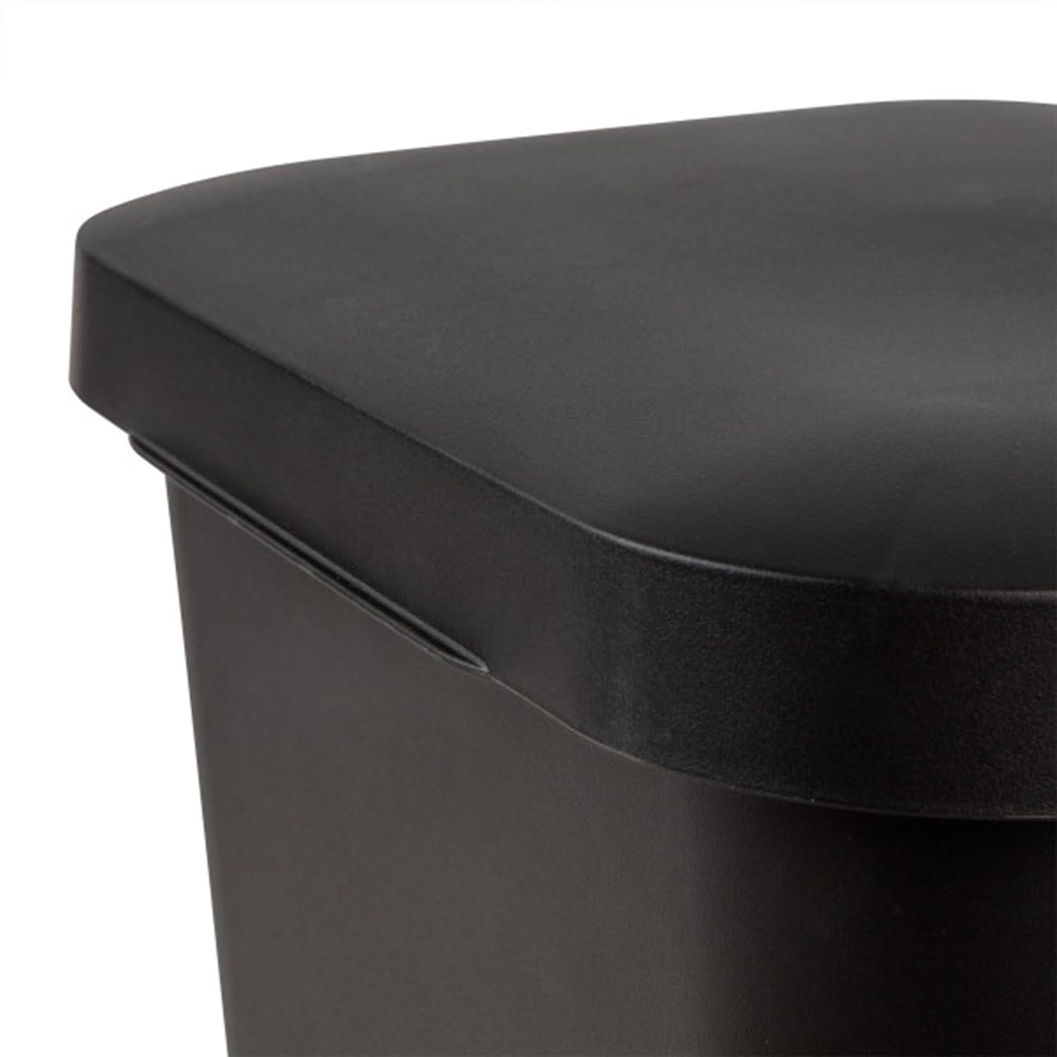 imageSterilite 119 Gallon StepOn Wastebasket with Lid Ideal in the Kitchen and Mudroom Fits a Large 13 Gal Trash Liner Pedal White Lid and Bin 4PackBlack