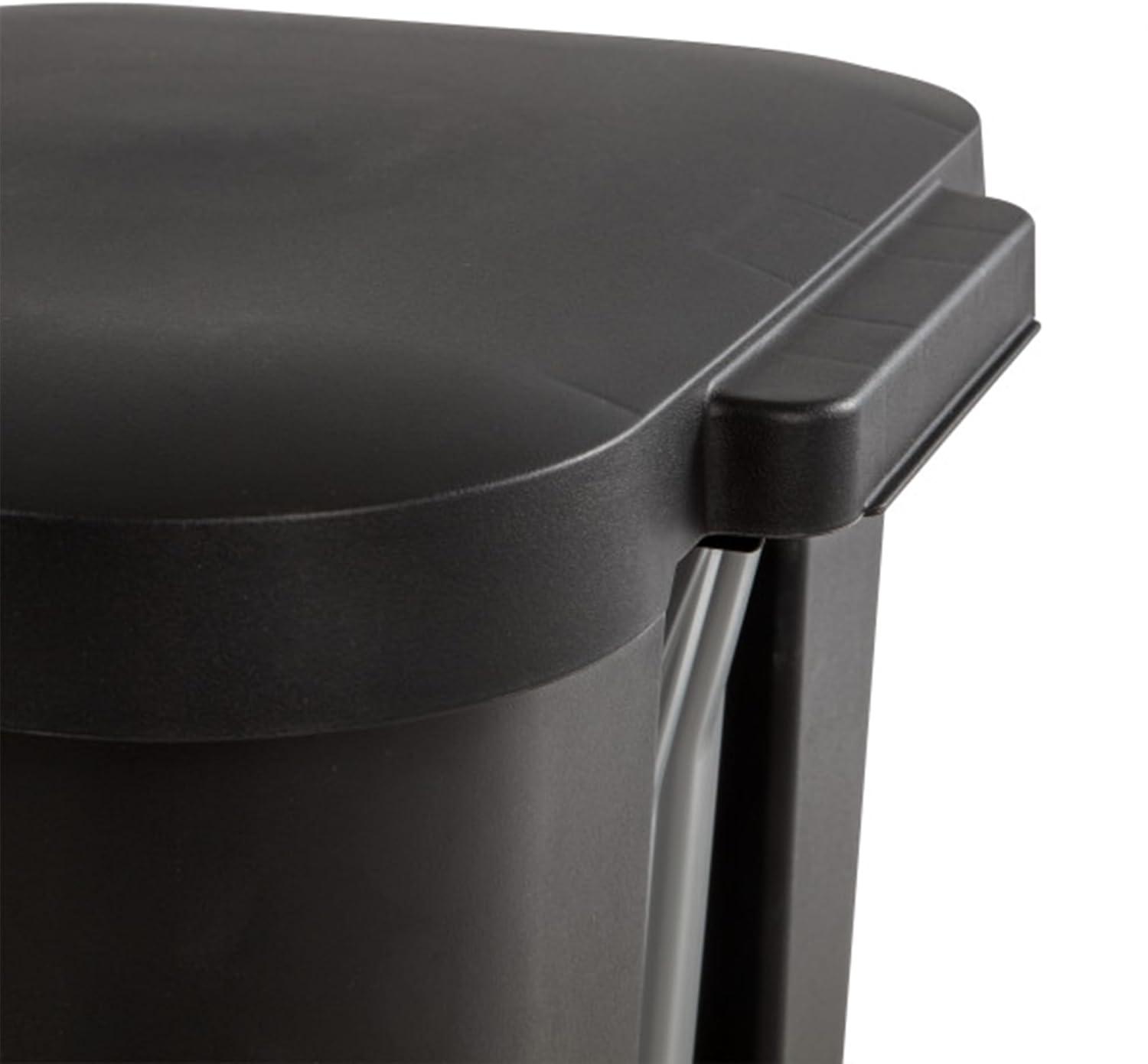 imageSterilite 119 Gallon StepOn Wastebasket with Lid Ideal in the Kitchen and Mudroom Fits a Large 13 Gal Trash Liner Pedal White Lid and Bin 4PackBlack