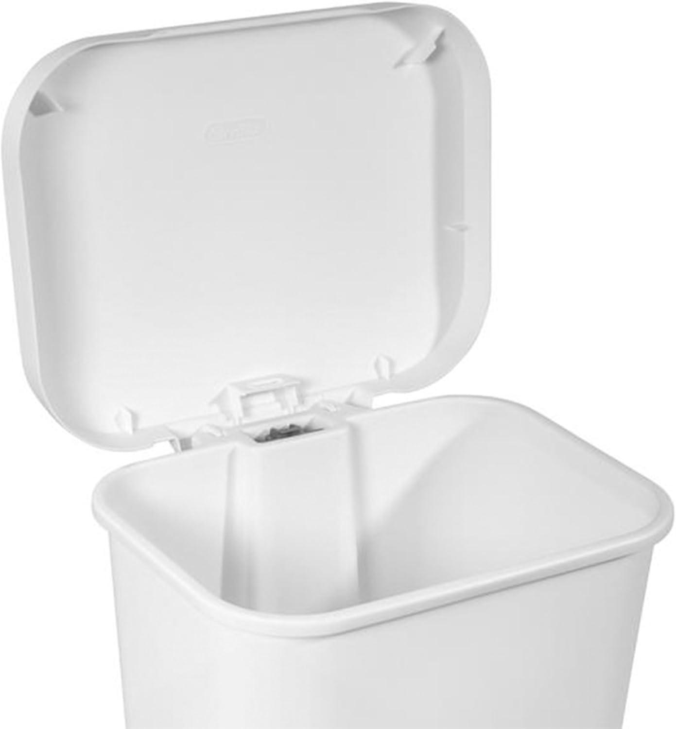 imageSterilite 119 Gallon StepOn Wastebasket with Lid Ideal in the Kitchen and Mudroom Fits a Large 13 Gal Trash Liner Pedal White Lid and Bin 4PackWhite