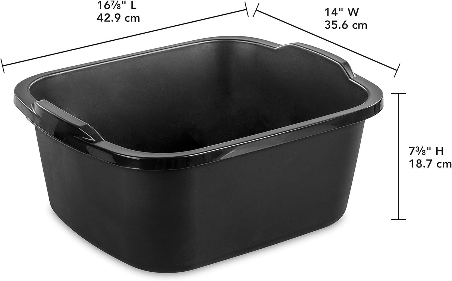 imageSterilite 18 Qt Dishpan Bin Ideal for Soaking and Cleaning Dirty Dishes in the Kitchen Sink Black 6PackBlack