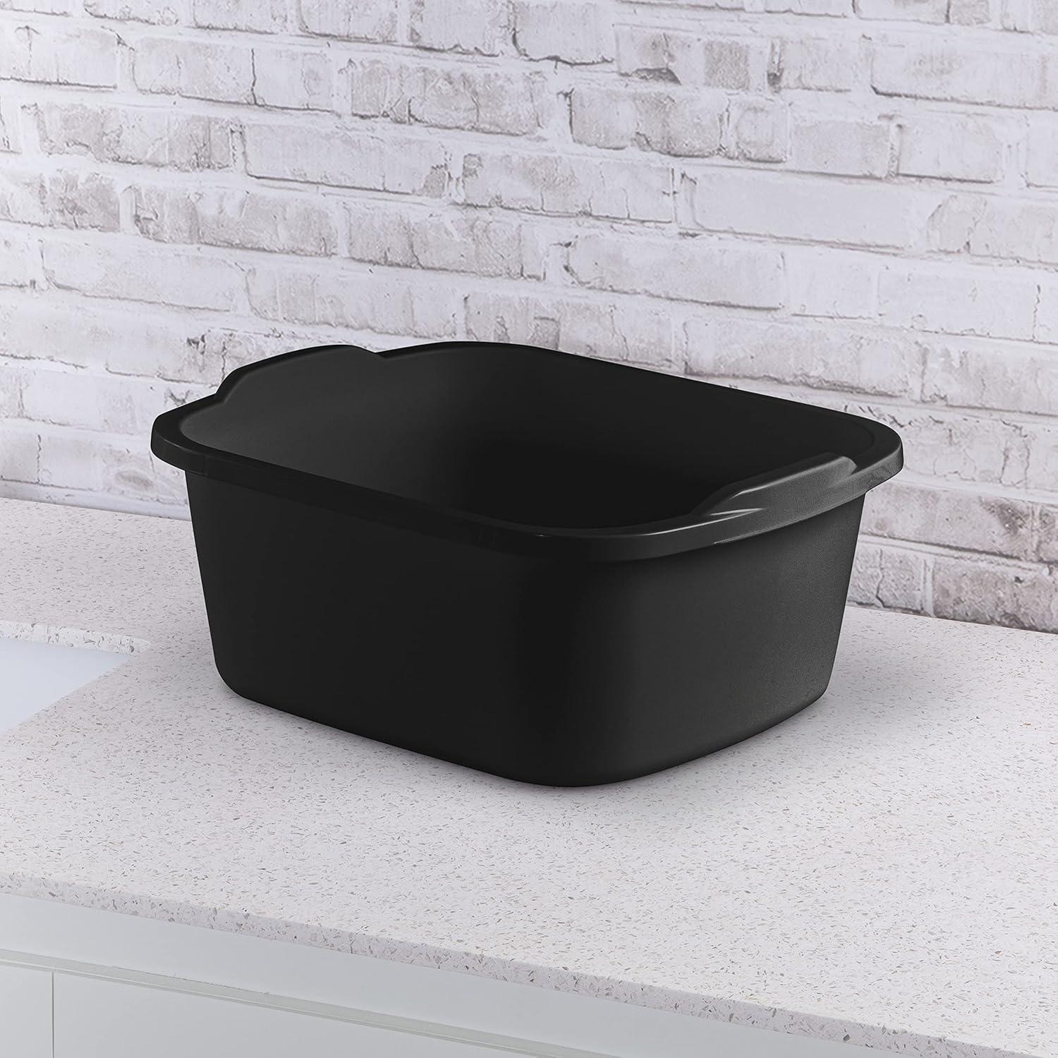 imageSterilite 18 Qt Dishpan Bin Ideal for Soaking and Cleaning Dirty Dishes in the Kitchen Sink Black 6PackBlack
