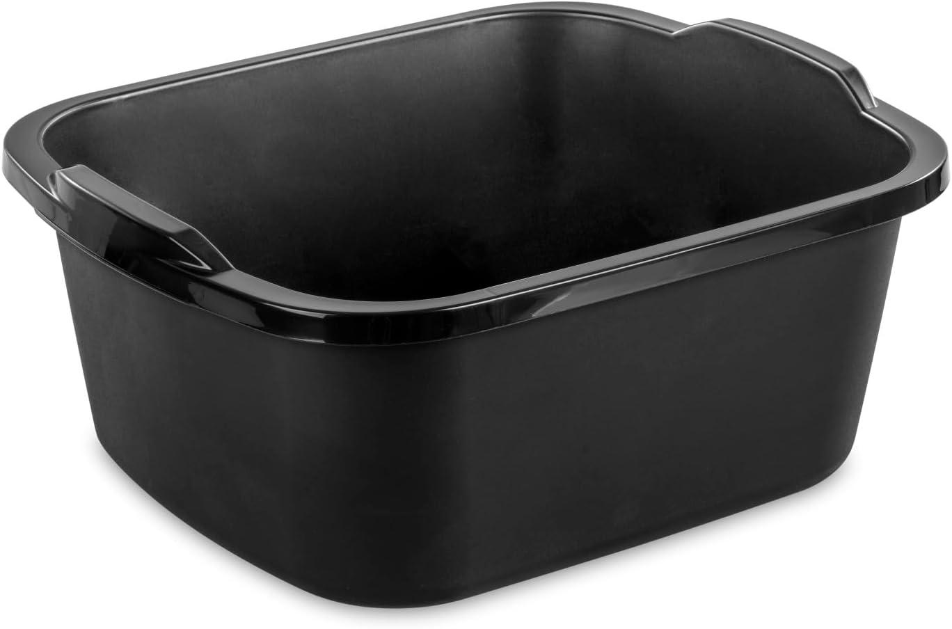 imageSterilite 18 Qt Dishpan Bin Ideal for Soaking and Cleaning Dirty Dishes in the Kitchen Sink Black 6PackBlack