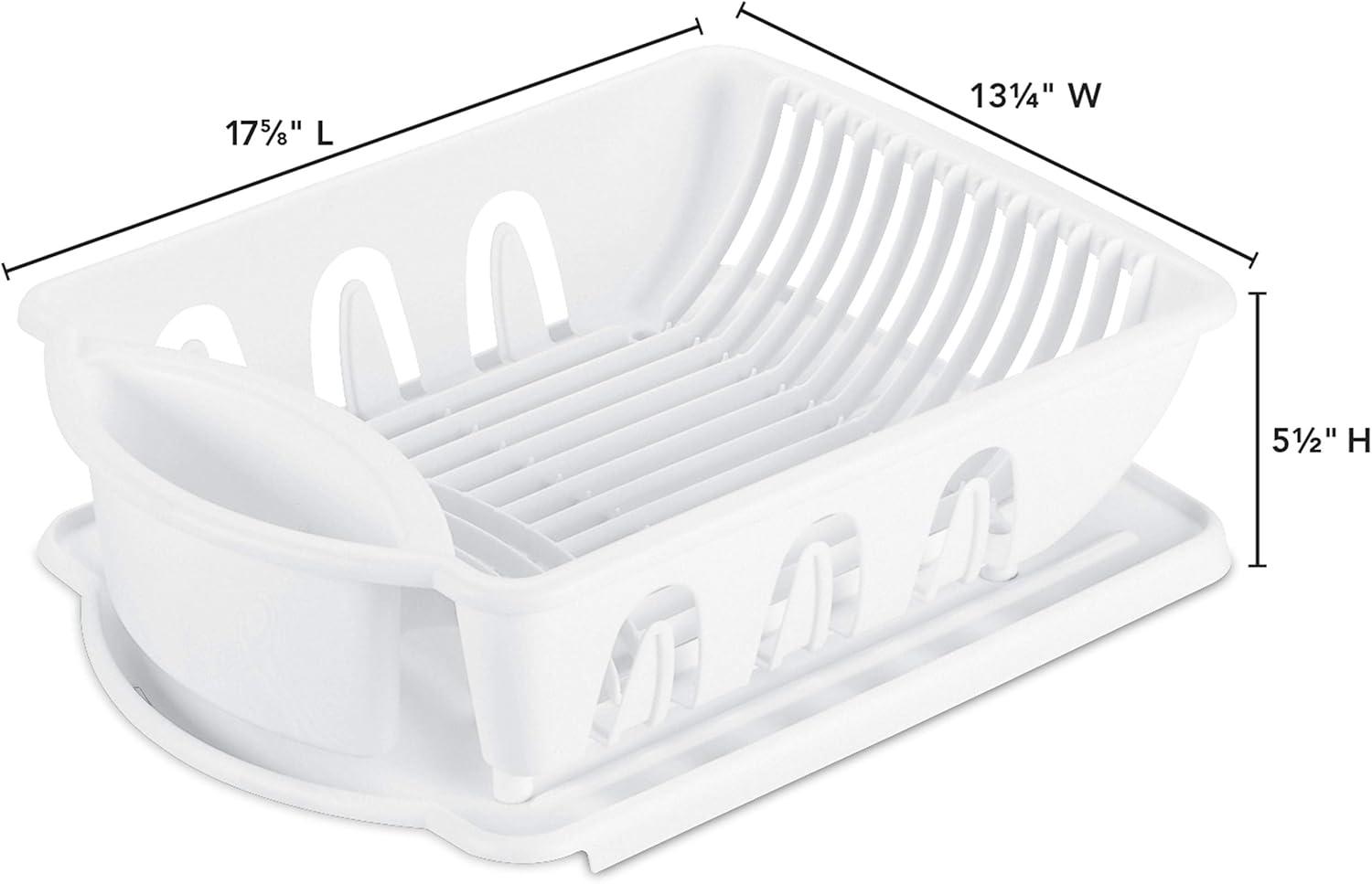 imageSterilite 2 Piece Sink Set With Drainboard for Drying Holds Clean Dishes in the Kitchen such as Plates Cups Bowls and Silverware White 6Pack