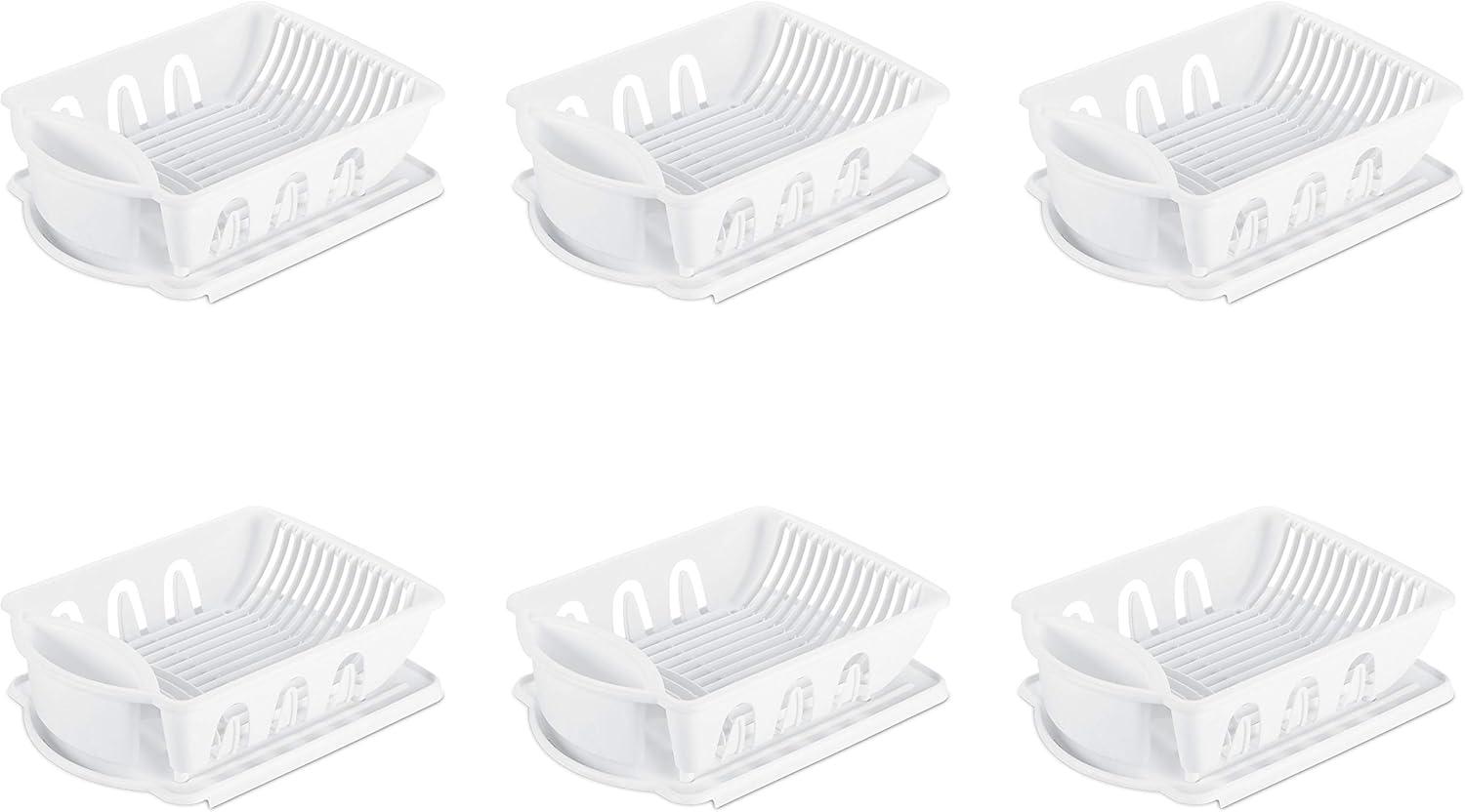 imageSterilite 2 Piece Sink Set With Drainboard for Drying Holds Clean Dishes in the Kitchen such as Plates Cups Bowls and Silverware White 6Pack