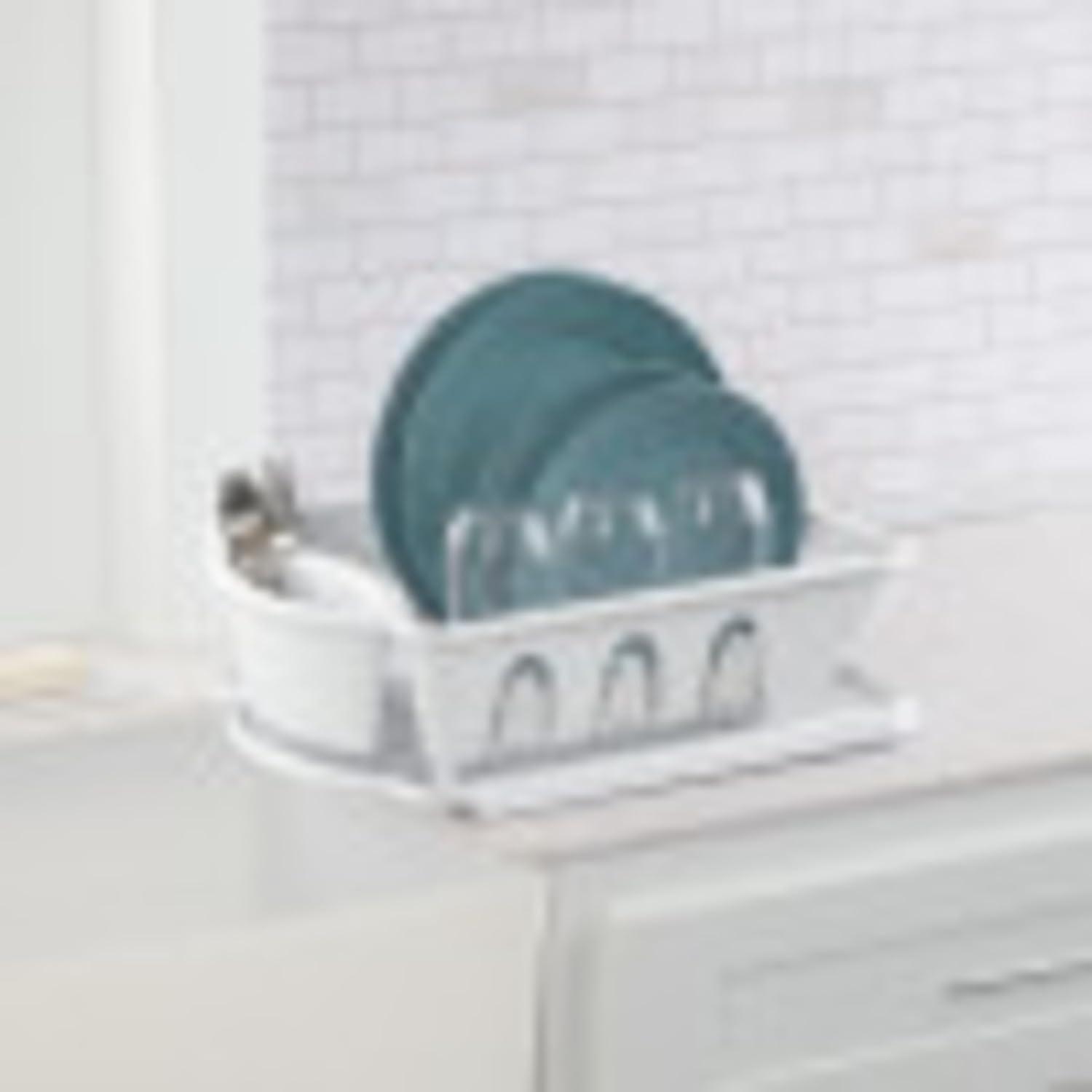 imageSterilite 2 Piece Sink Set With Drainboard for Drying Holds Clean Dishes in the Kitchen such as Plates Cups Bowls and Silverware White 6Pack