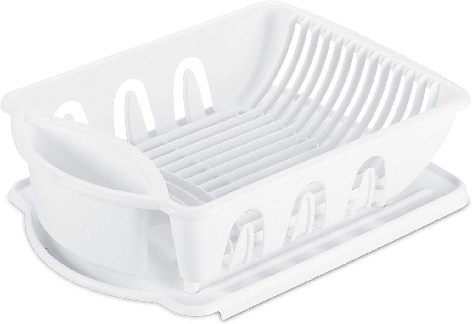 imageSterilite 2 Piece Sink Set With Drainboard for Drying Holds Clean Dishes in the Kitchen such as Plates Cups Bowls and Silverware White 6Pack
