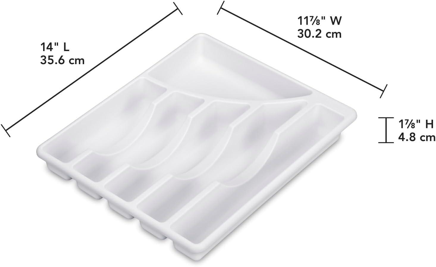 imageSterilite 6 Compartment Cutlery Tray Plastic Organizer for Silverware and Utensils Kitchen Drawer Organizer White 6Pack