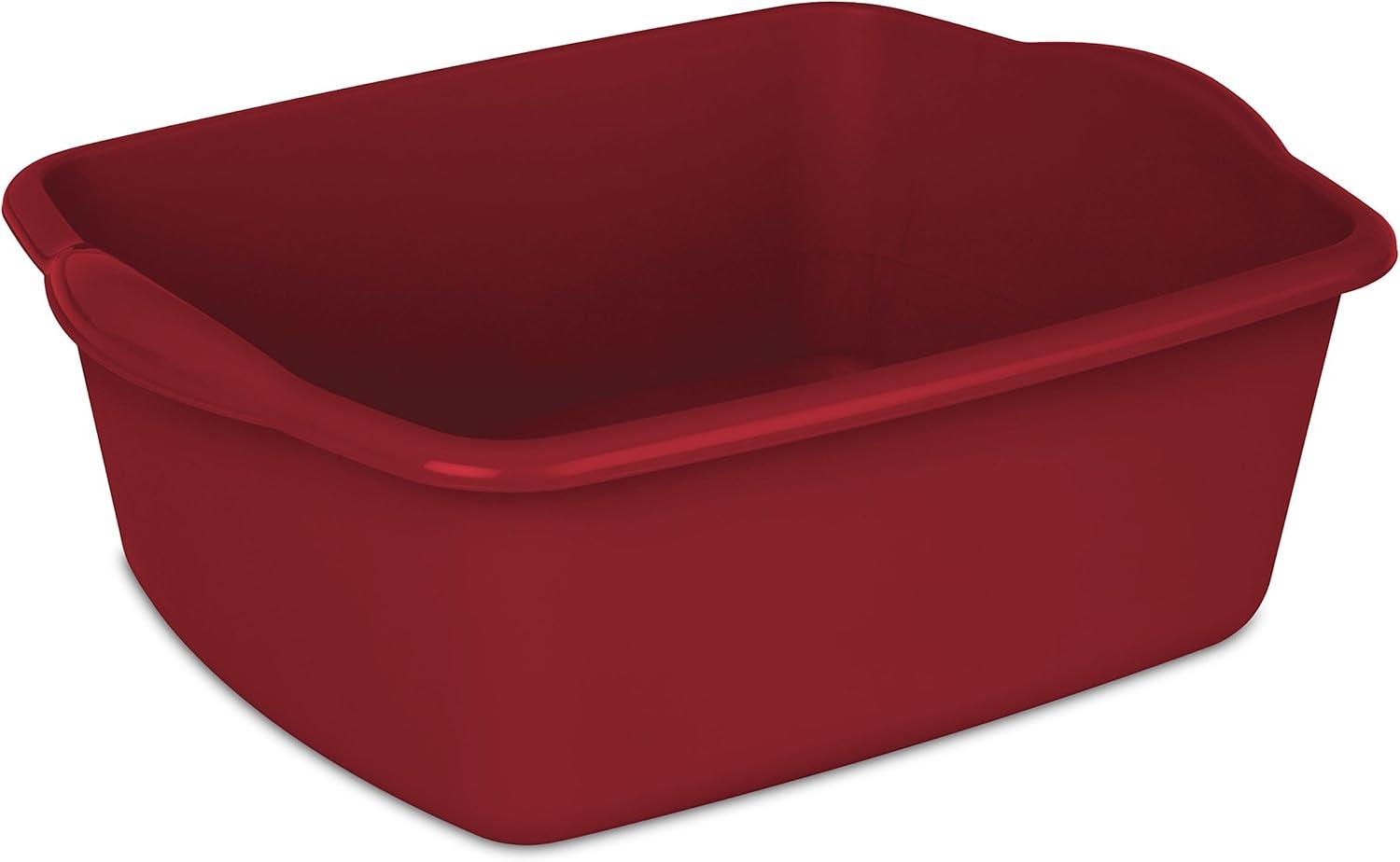 imageSterilite 8 Qt Dishpan Bin Ideal for Soaking and Cleaning Dirty Dishes in the Kitchen Sink White 12PackClassic Red