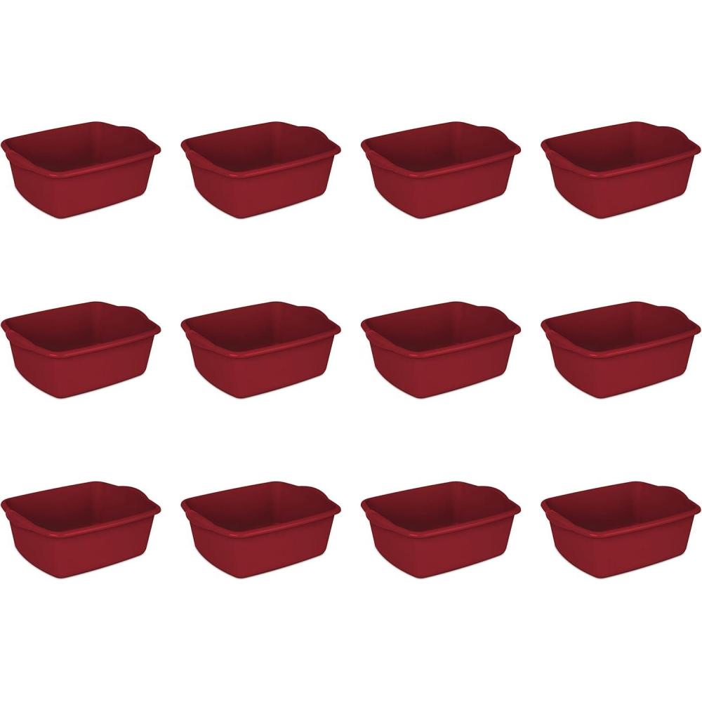 imageSterilite 8 Qt Dishpan Bin Ideal for Soaking and Cleaning Dirty Dishes in the Kitchen Sink White 12PackClassic Red