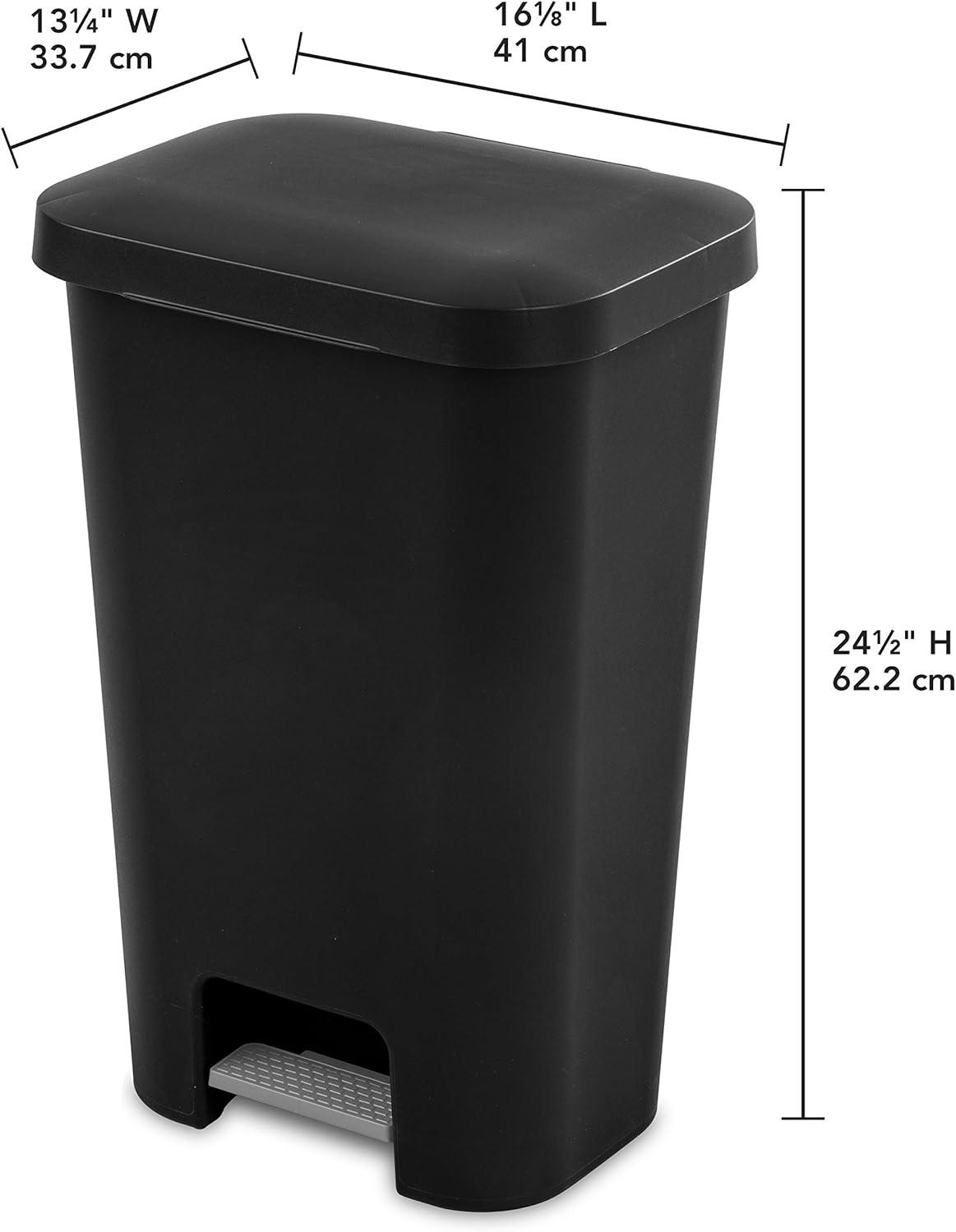 imageSterilite 119 Gallon StepOn Wastebasket with Lid Ideal in The Kitchen and Mudroom Fits a Large 13 Gal Trash Liner Pedal Black Lid and Bin 4Pack
