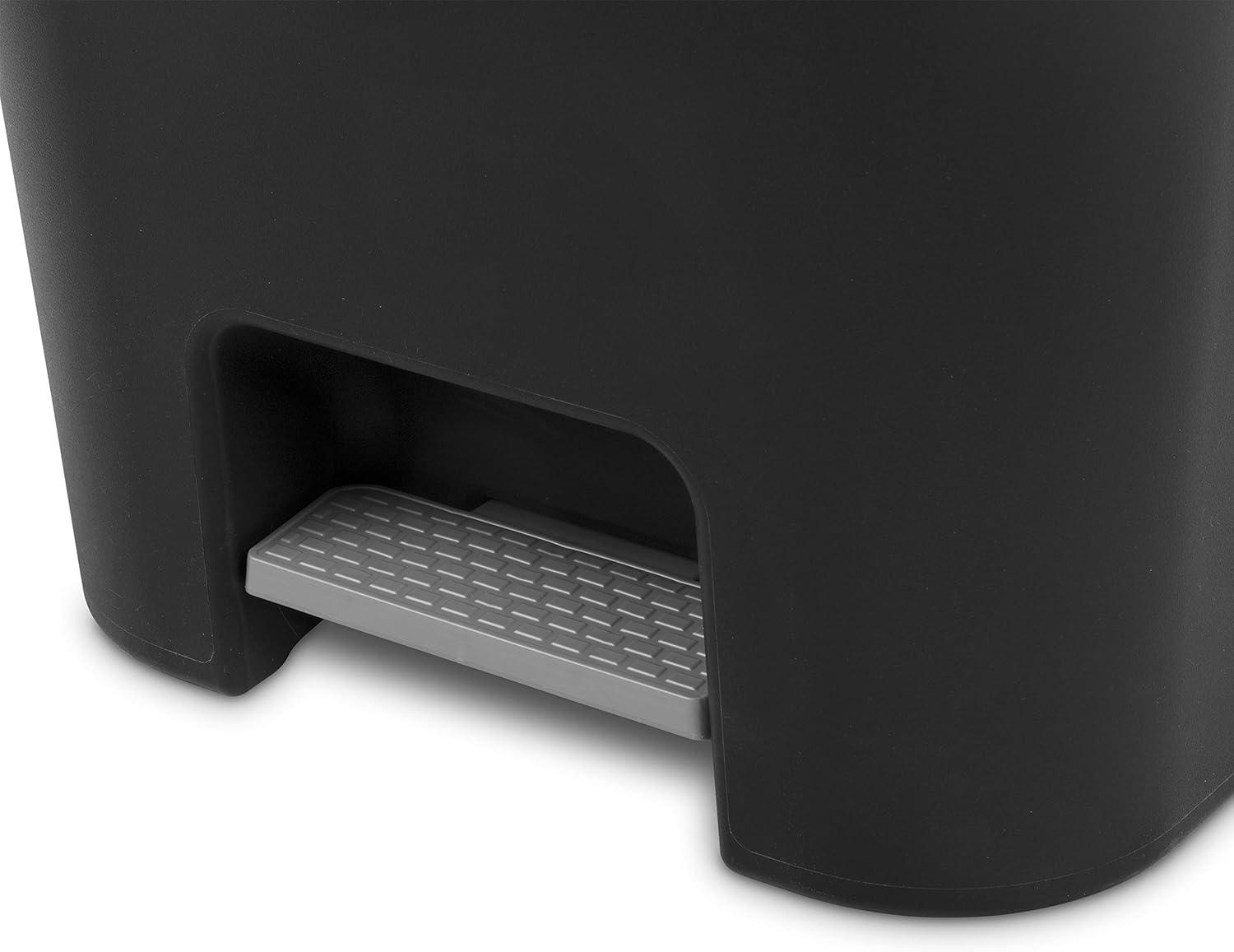 imageSterilite 119 Gallon StepOn Wastebasket with Lid Ideal in The Kitchen and Mudroom Fits a Large 13 Gal Trash Liner Pedal Black Lid and Bin 4Pack