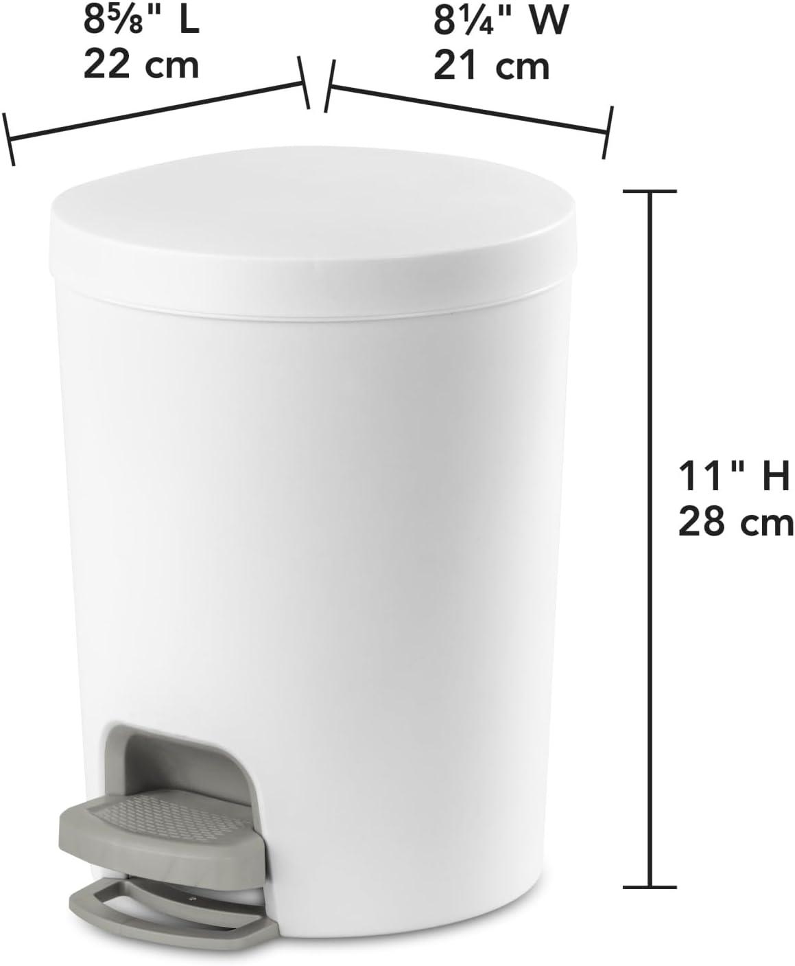 imageSterilite 16 Gallon StepOn Wastebasket wLid Small Plastic Trash Can for the Bathroom Bedroom or Dorm Pedal and Liner White 2Pack