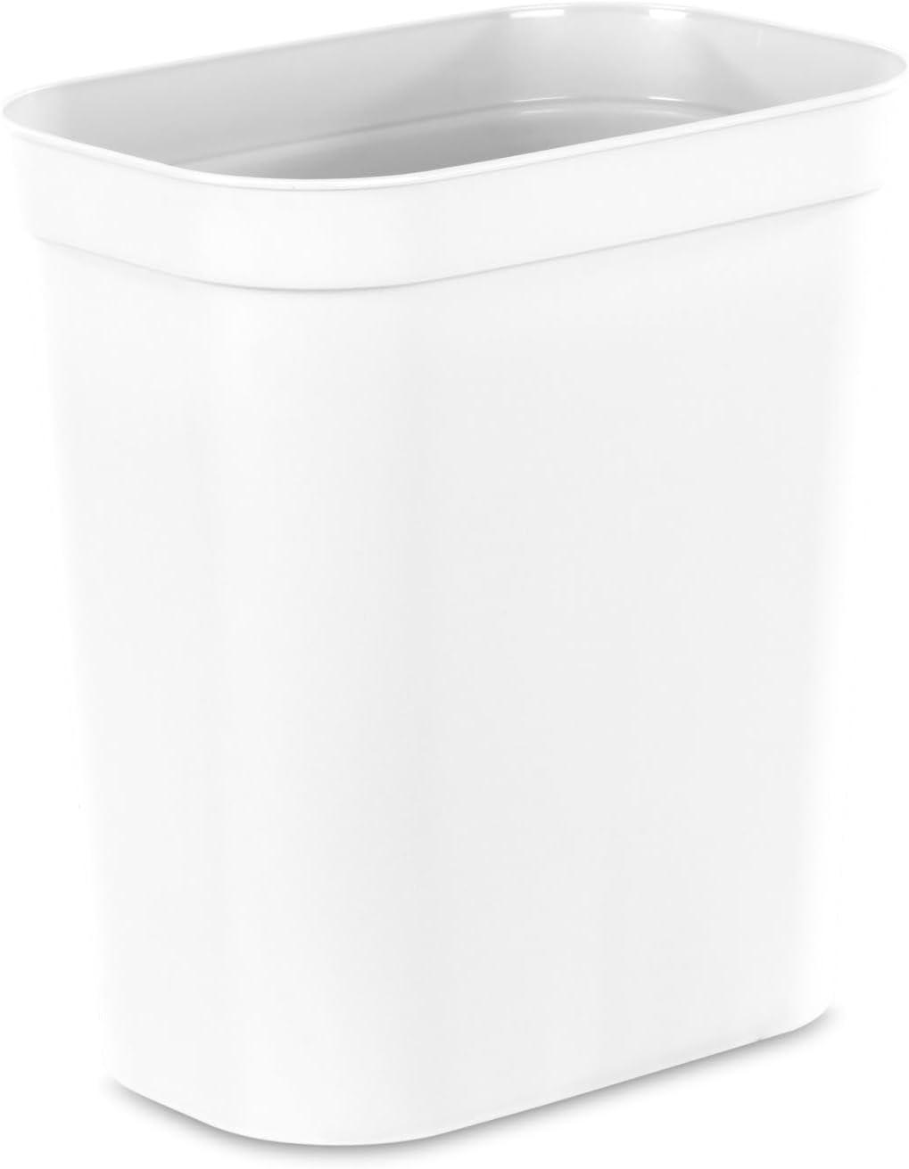 imageSterilite 25 Gallon Vanity Wastebasket Small Open Top Trash Can for the Bathroom Bedroom Dorm Room or Office White 6Pack