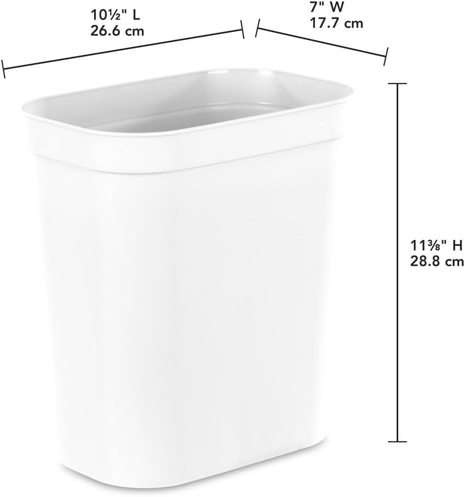 imageSterilite 25 Gallon Vanity Wastebasket Small Open Top Trash Can for the Bathroom Bedroom Dorm Room or Office White 6Pack