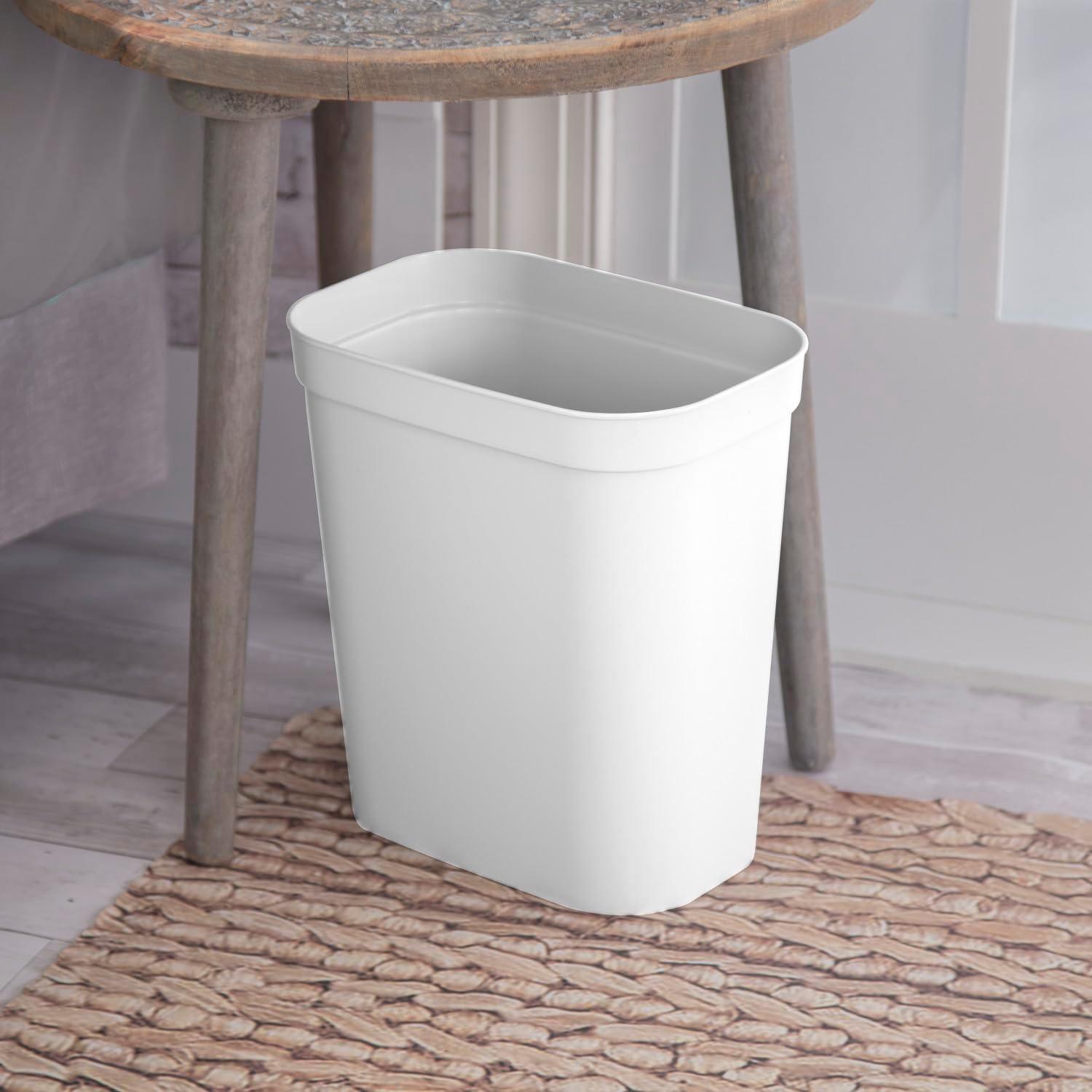 imageSterilite 25 Gallon Vanity Wastebasket Small Open Top Trash Can for the Bathroom Bedroom Dorm Room or Office White 6Pack
