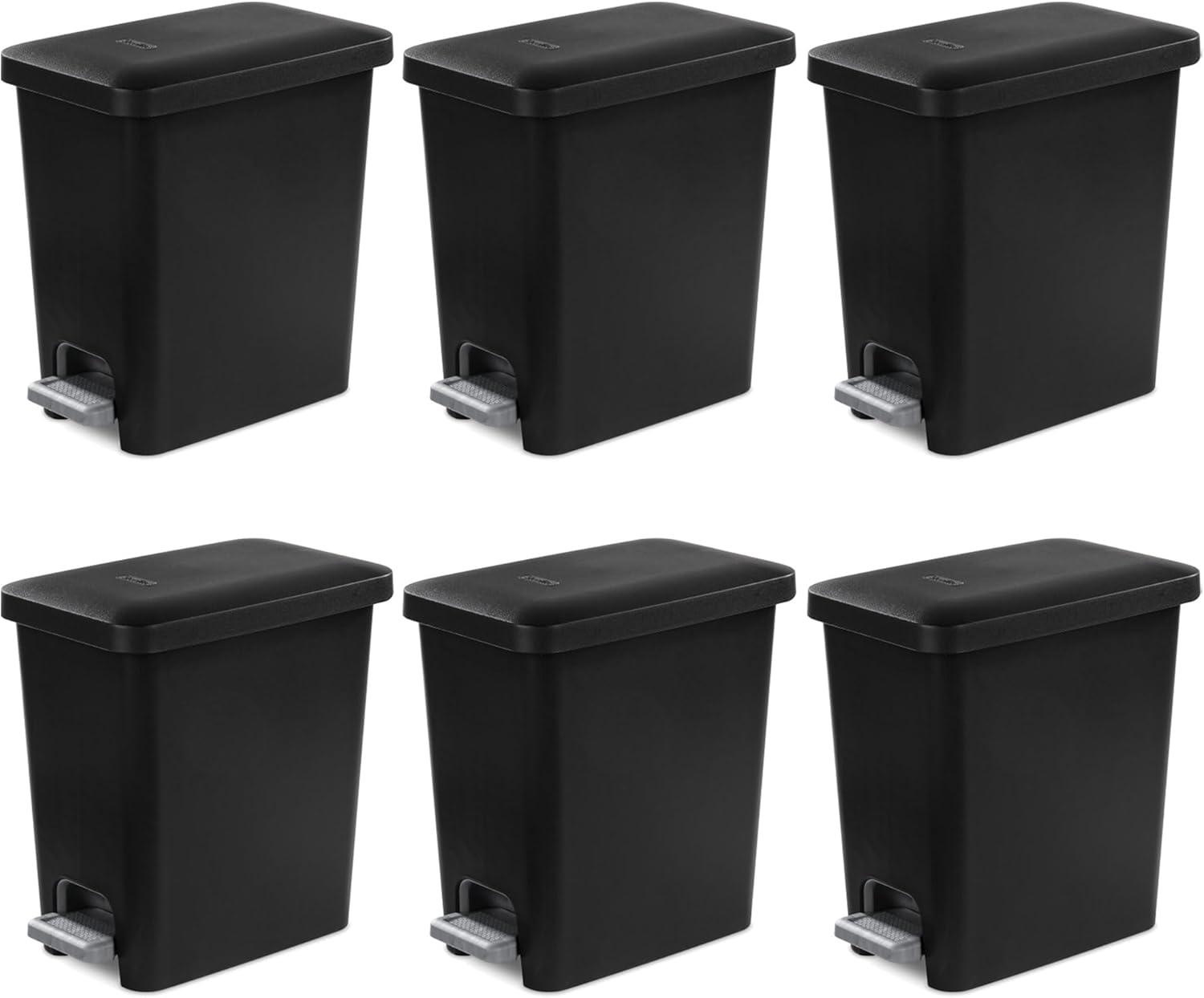 imageSterilite 27 Gallon Rectangular StepOn Wastebasket Small White lid and base with Titanium pedal and LinerBlack