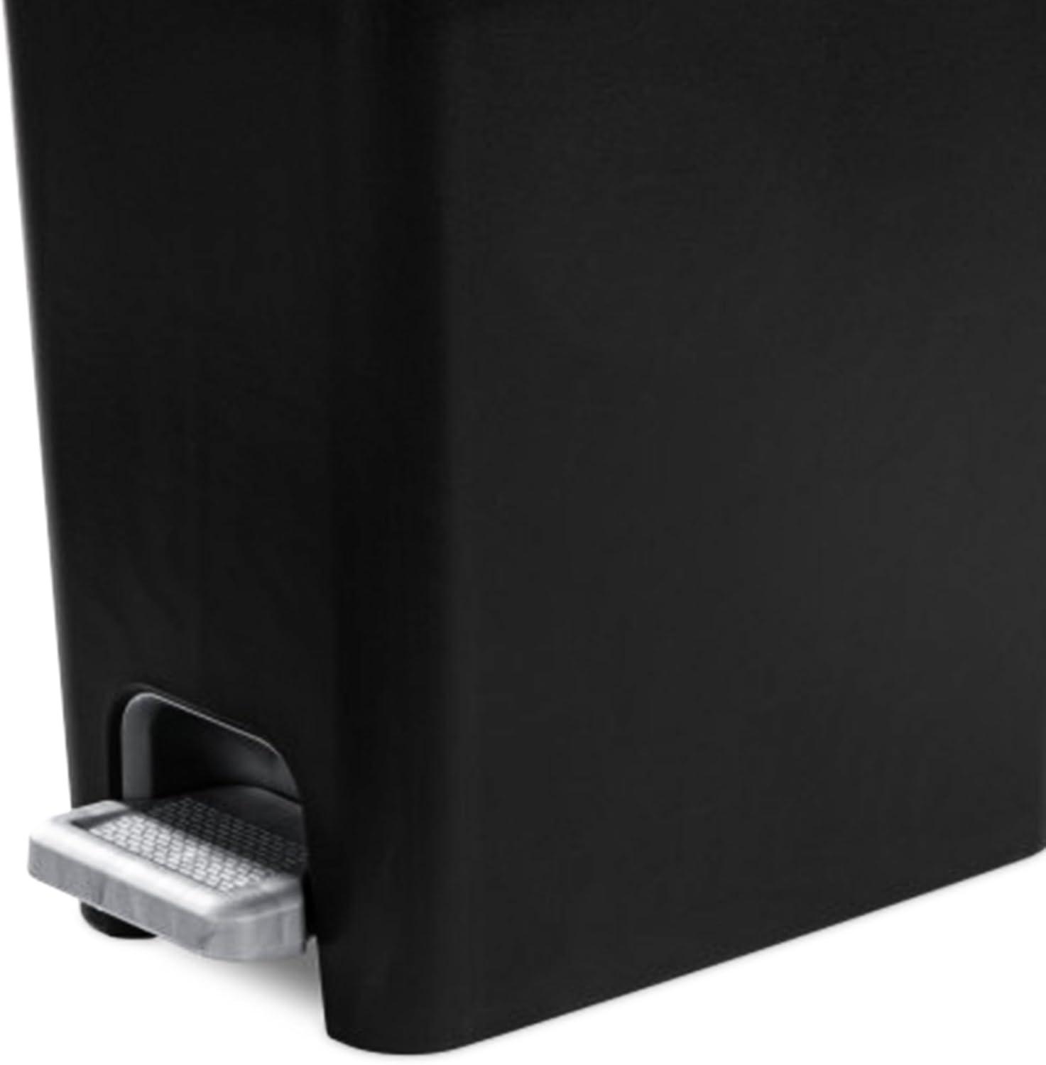 imageSterilite 27 Gallon Rectangular StepOn Wastebasket Small White lid and base with Titanium pedal and LinerBlack