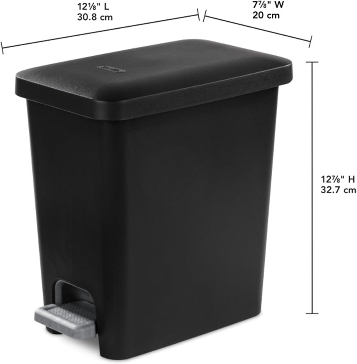 imageSterilite 27 Gallon Rectangular StepOn Wastebasket Small White lid and base with Titanium pedal and LinerBlack