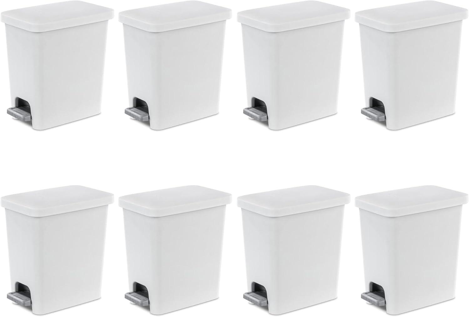 imageSterilite 27 Gallon Rectangular StepOn Wastebasket Small White lid and base with Titanium pedal and LinerWhite