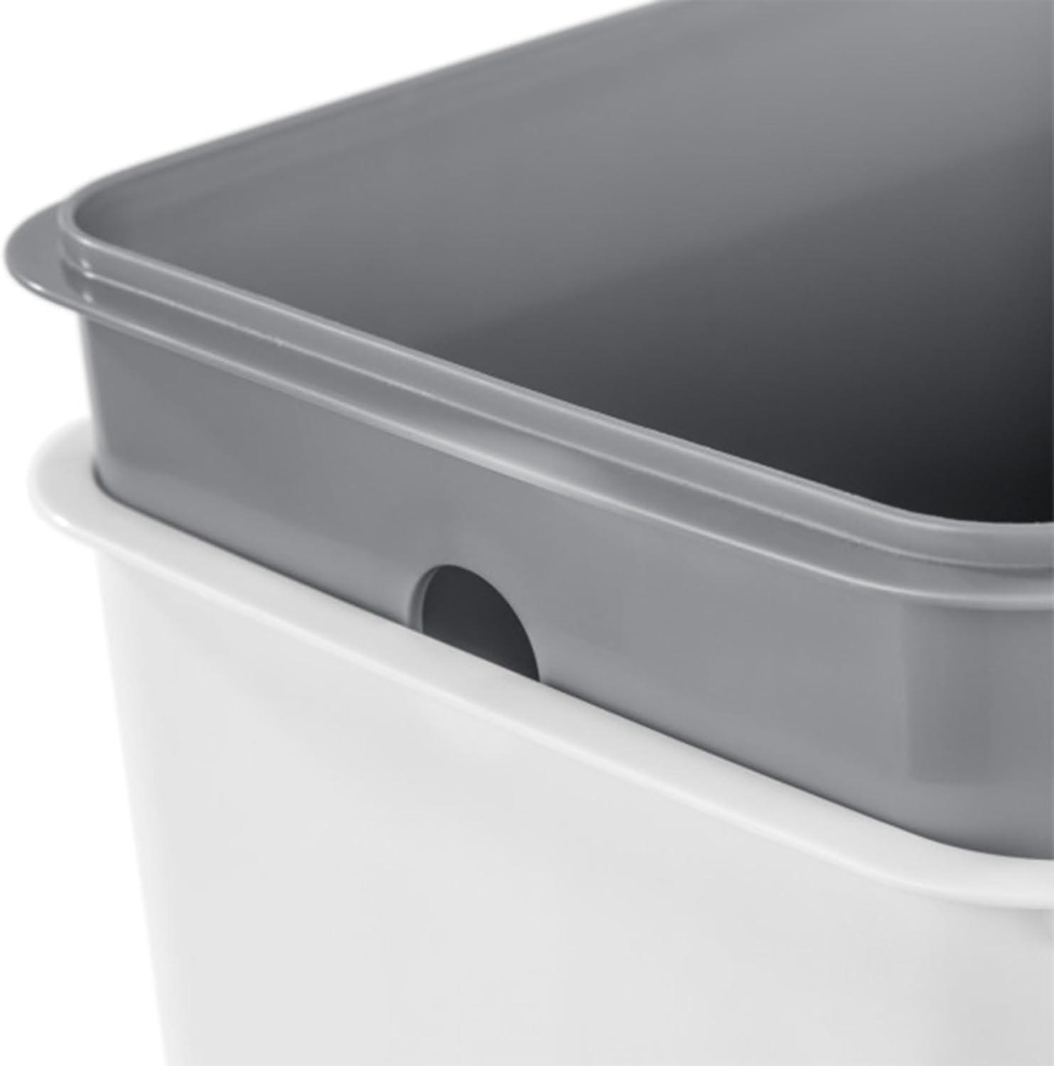 imageSterilite 27 Gallon Rectangular StepOn Wastebasket Small White lid and base with Titanium pedal and LinerWhite