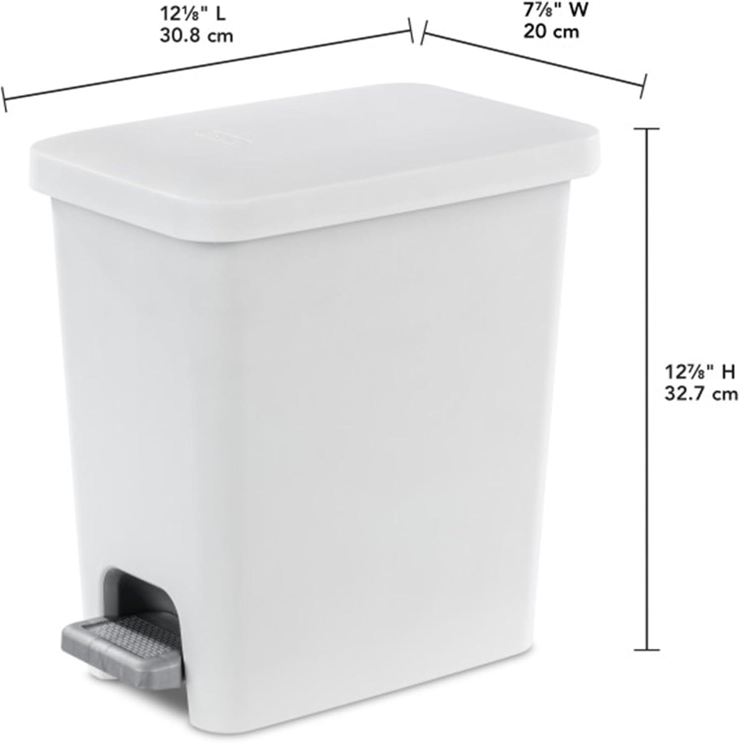 imageSterilite 27 Gallon Rectangular StepOn Wastebasket Small White lid and base with Titanium pedal and LinerWhite