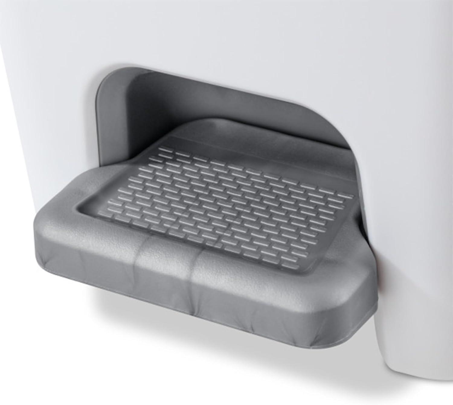 imageSterilite 27 Gallon Rectangular StepOn Wastebasket Small White lid and base with Titanium pedal and LinerWhite