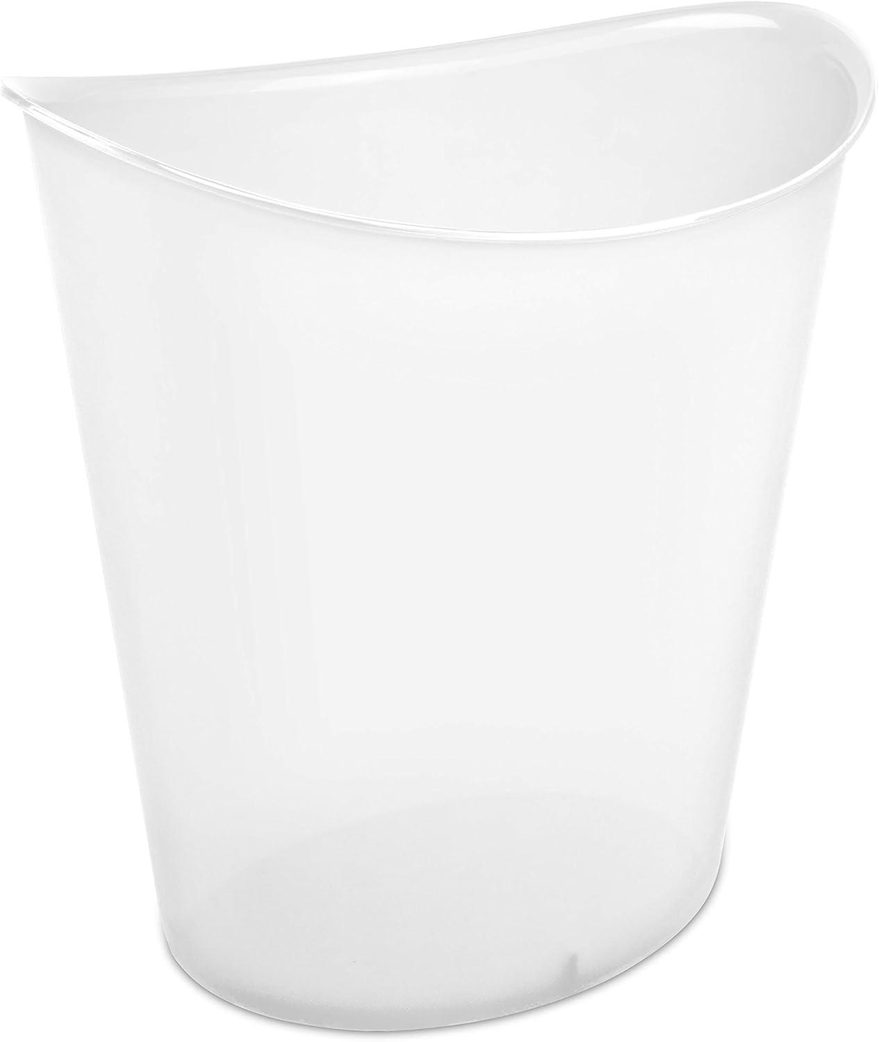 imageSterilite 3 Gallon Oval Wastebasket with Lid Small Plastic Trash Can for the Bathroom Bedroom Dorm or Home Office Clear 6Pack