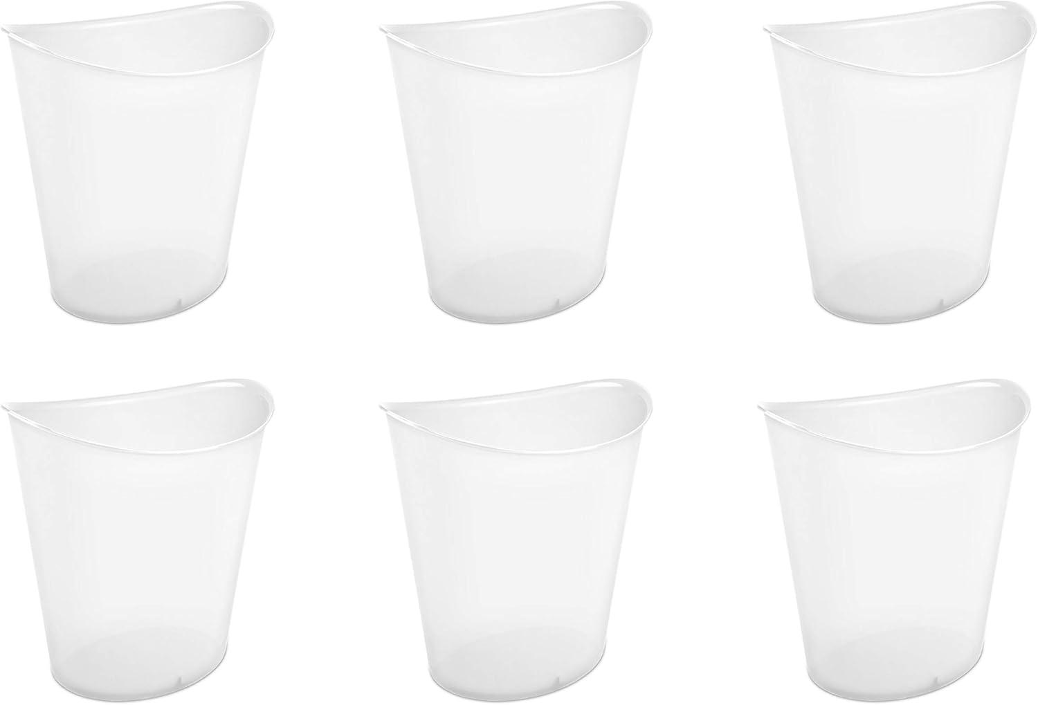 imageSterilite 3 Gallon Oval Wastebasket with Lid Small Plastic Trash Can for the Bathroom Bedroom Dorm or Home Office Clear 6Pack