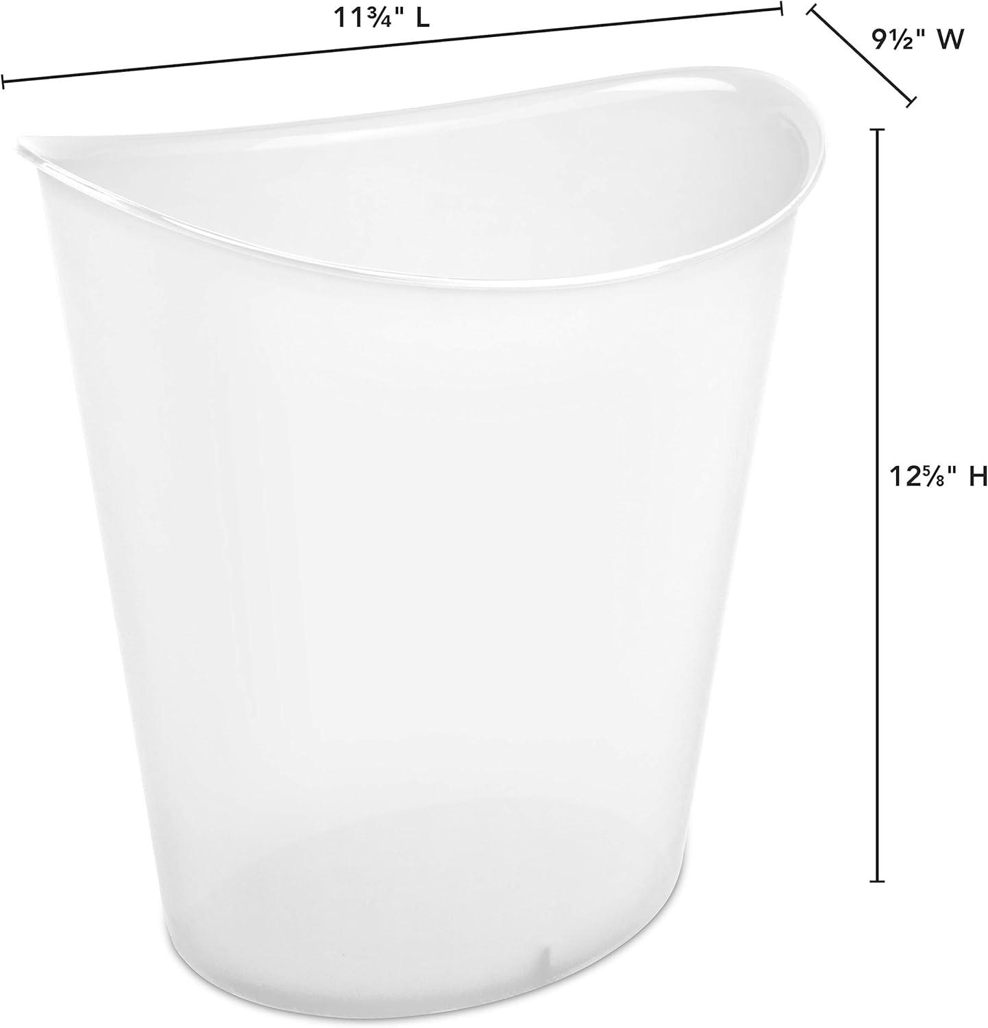 imageSterilite 3 Gallon Oval Wastebasket with Lid Small Plastic Trash Can for the Bathroom Bedroom Dorm or Home Office Clear 6Pack