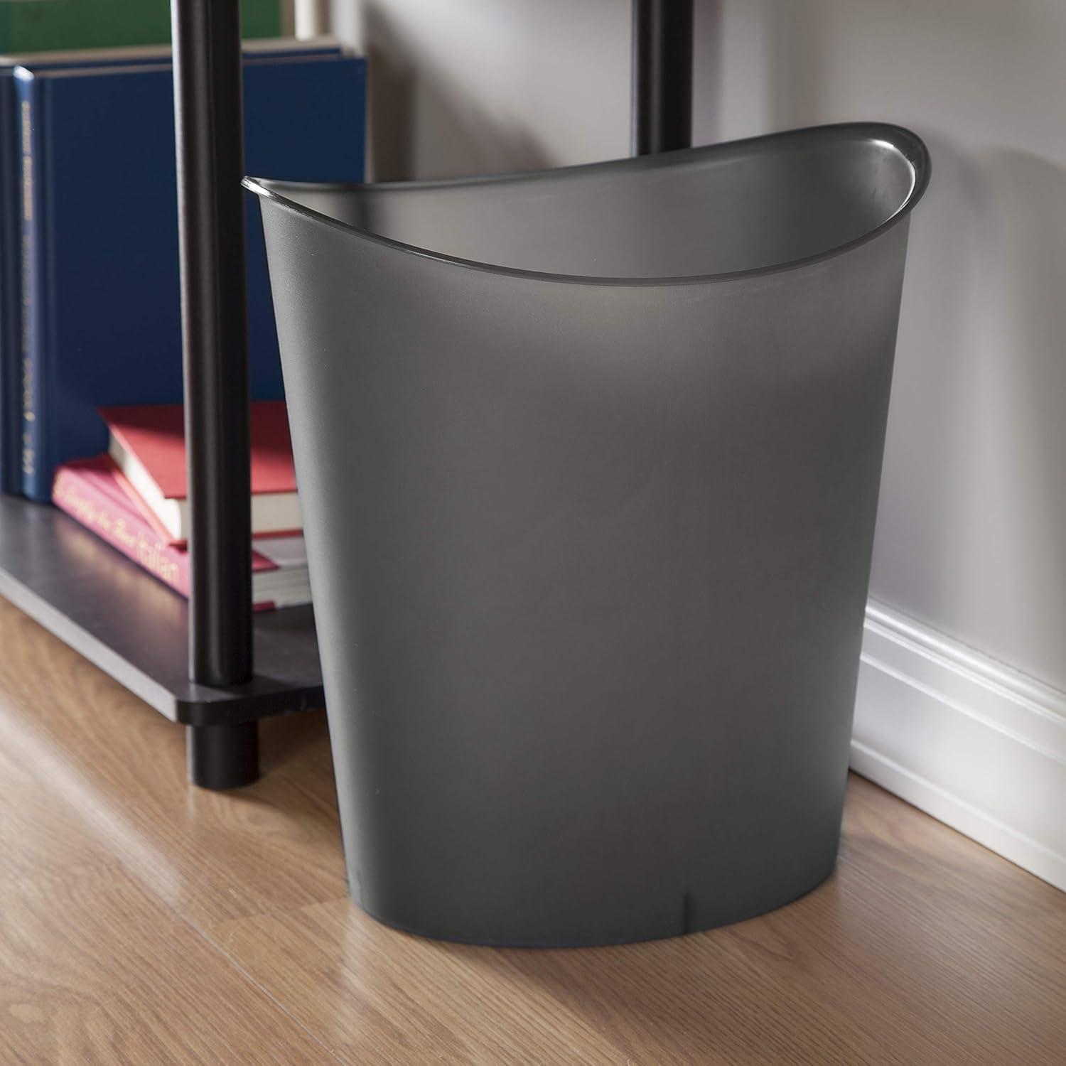 imageSterilite 3 Gallon Oval Wastebasket with Lid Small Plastic Trash Can for the Bathroom Bedroom Dorm or Home Office Gray Tint 6Pack
