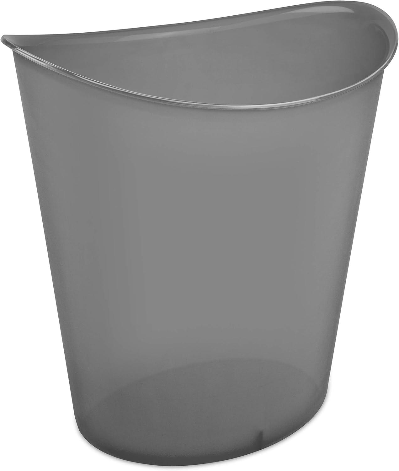 imageSterilite 3 Gallon Oval Wastebasket with Lid Small Plastic Trash Can for the Bathroom Bedroom Dorm or Home Office Gray Tint 6Pack